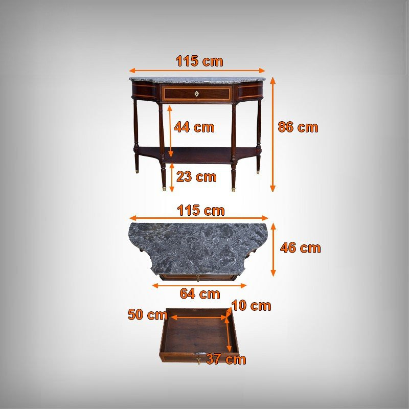 Console en Acajou & Marbre, époque Louis XVI – Fin XVIIIe-photo-8