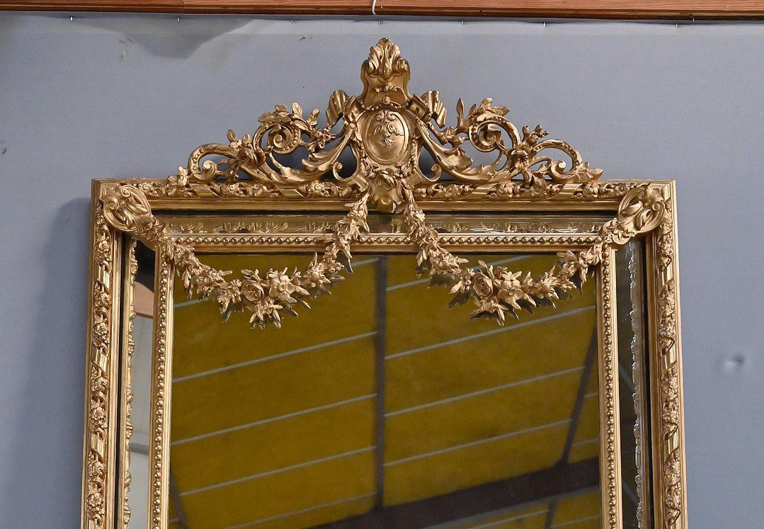 Important Miroir à Parcloses, style Louis XVI – Fin XIXe-photo-4