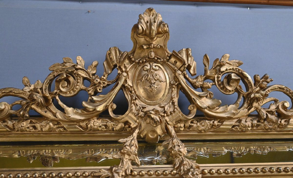 Important Miroir à Parcloses, style Louis XVI – Fin XIXe-photo-1