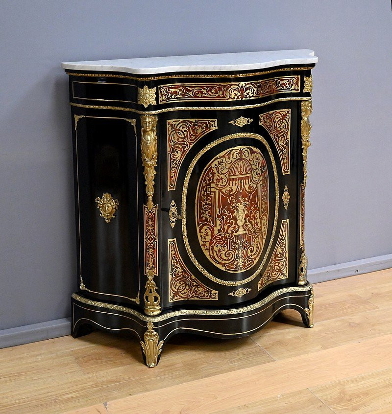 Boulle Marquetry Console Table, Maison Coignerai, Napoleon III Period – Second Half Of The 19th-photo-3