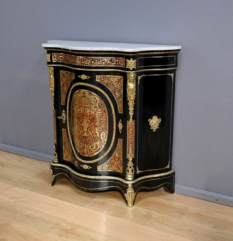 Boulle Marquetry Console Table, Maison Coignerai, Napoleon III Period – Second Half Of The 19th-photo-4