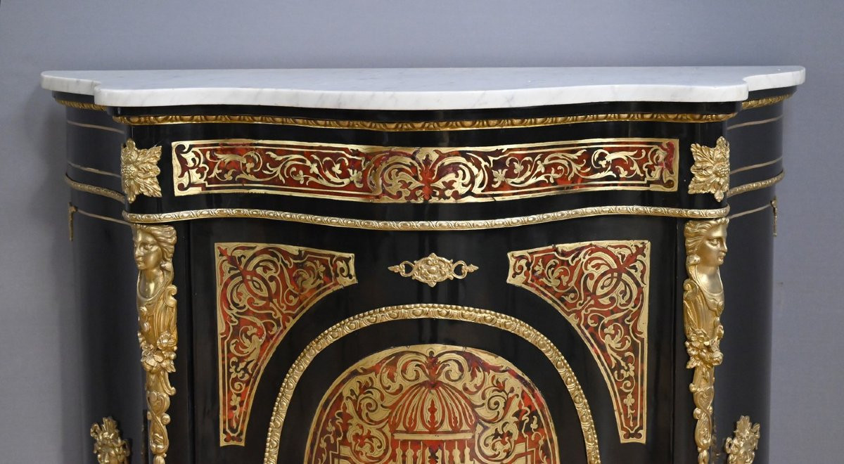 Boulle Marquetry Console Table, Maison Coignerai, Napoleon III Period – Second Half Of The 19th-photo-3
