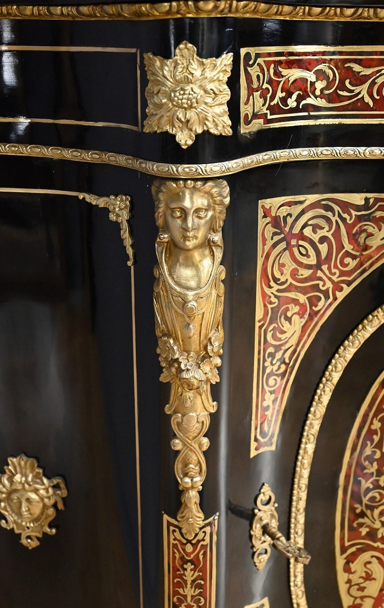 Boulle Marquetry Console Table, Maison Coignerai, Napoleon III Period – Second Half Of The 19th-photo-4