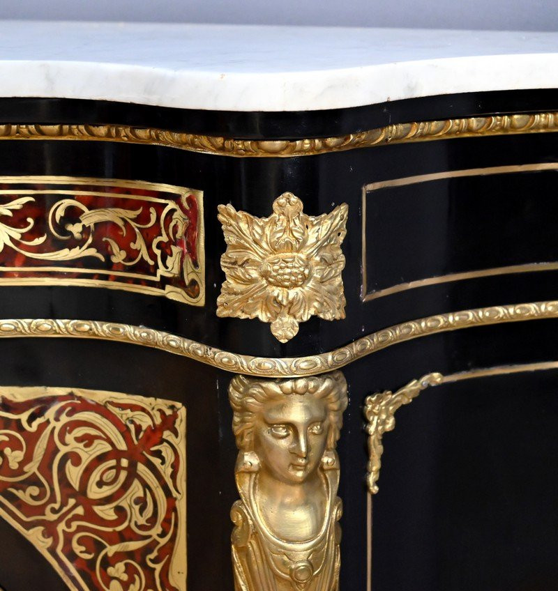 Boulle Marquetry Console Table, Maison Coignerai, Napoleon III Period – Second Half Of The 19th-photo-6
