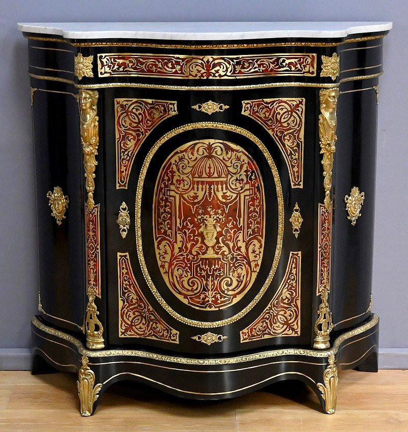 Boulle Marquetry Console Table, Maison Coignerai, Napoleon III Period – Second Half Of The 19th-photo-7