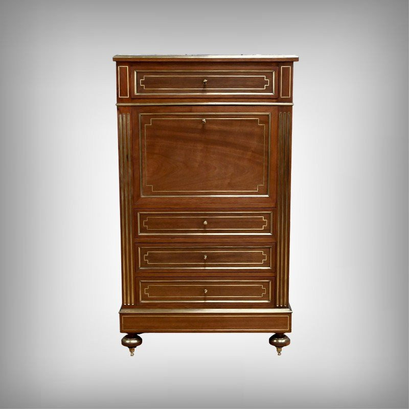 Mahogany Secretary, Louis XVI Style, Napoleon III Period - 2nd Half 19th Century-photo-2