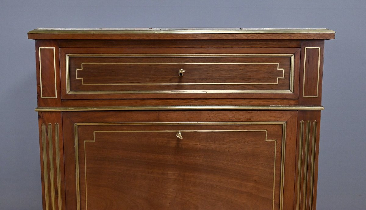 Mahogany Secretary, Louis XVI Style, Napoleon III Period - 2nd Half 19th Century-photo-3