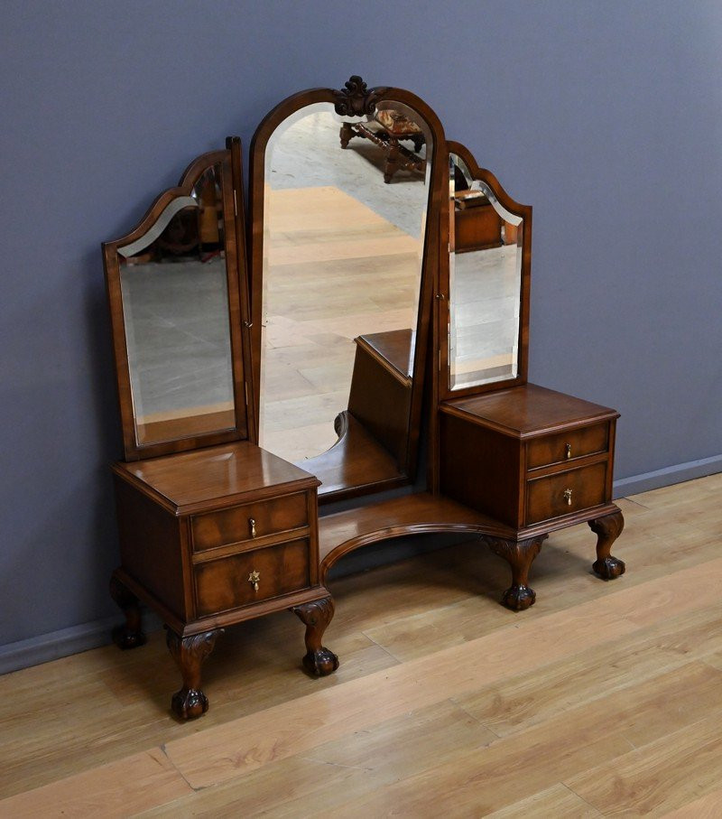 Walnut Dressing Table, Chippendale Style, England - 1930-photo-2