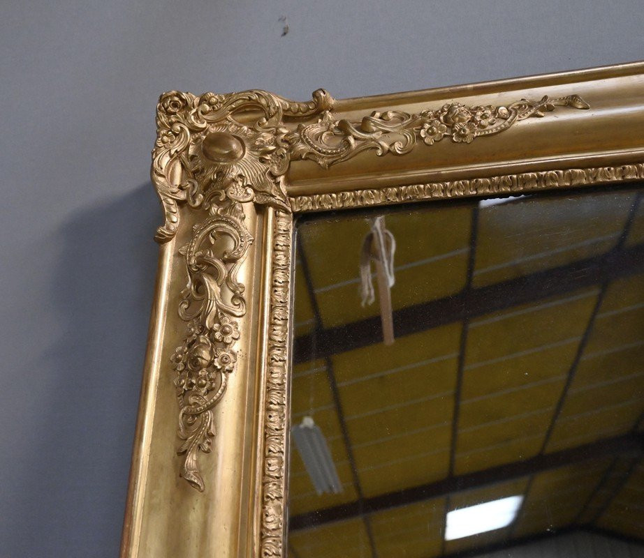 Large Gilded Wood Mirror, Restoration Style - Mid-19th Century-photo-4
