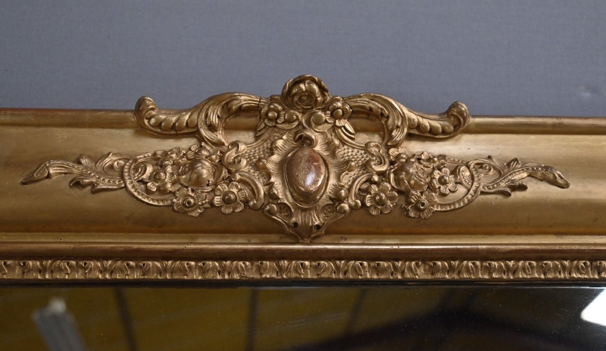 Large Gilded Wood Mirror, Restoration Style - Mid-19th Century-photo-1