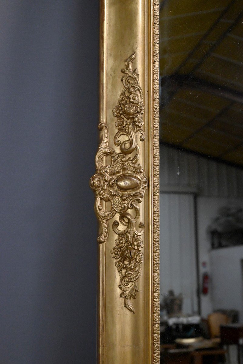 Large Gilded Wood Mirror, Restoration Style - Mid-19th Century-photo-3
