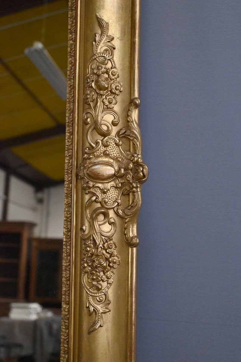 Large Gilded Wood Mirror, Restoration Style - Mid-19th Century-photo-4