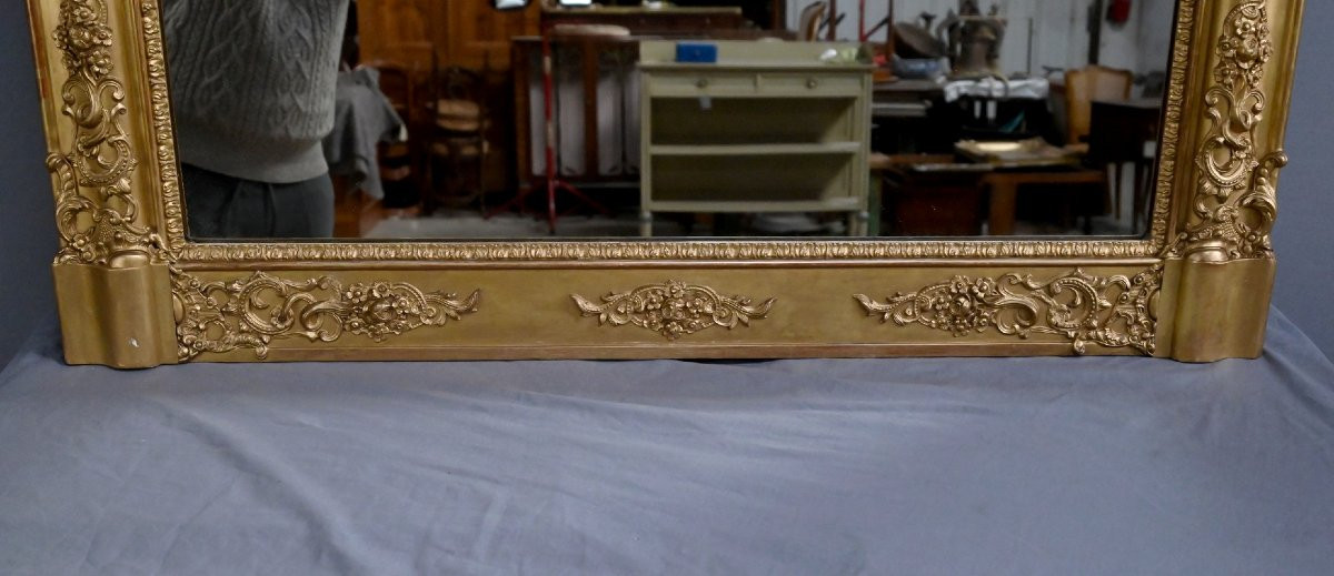 Large Gilded Wood Mirror, Restoration Style - Mid-19th Century-photo-5