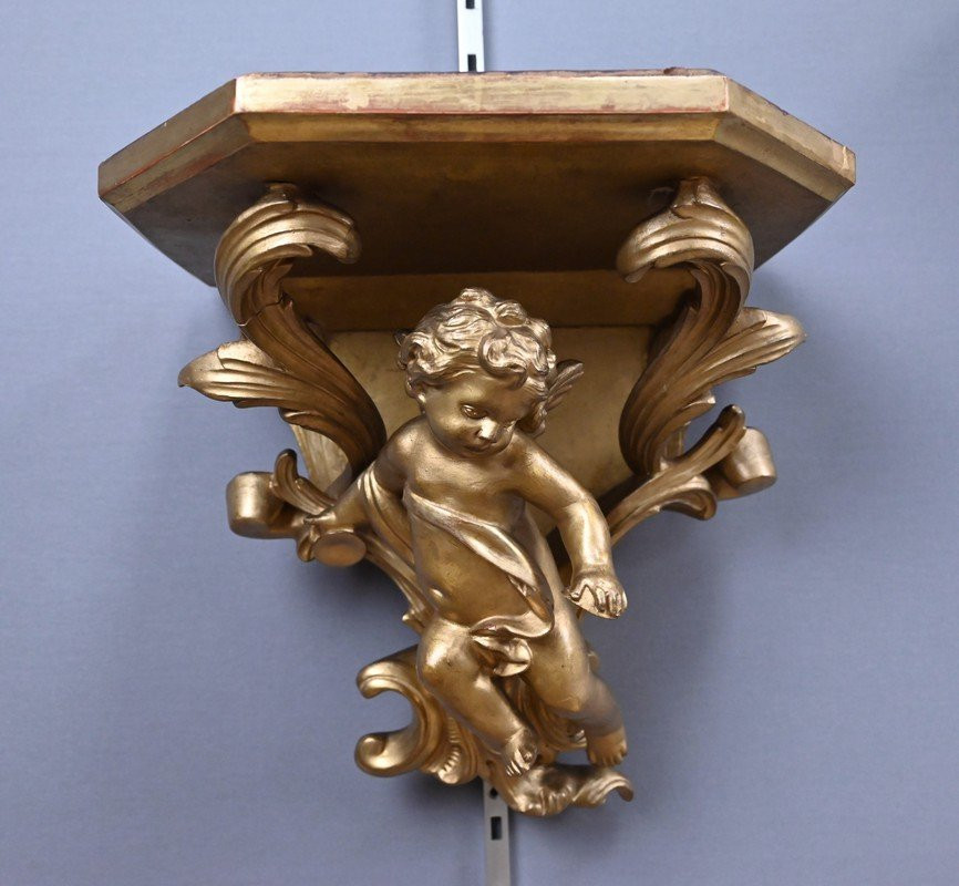 Pair Of Gilded Wood Brackets - Late 19th Century-photo-1
