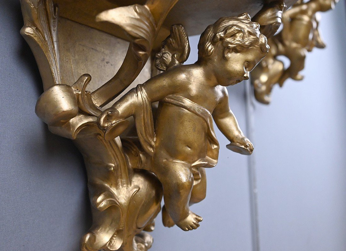 Pair Of Gilded Wood Brackets - Late 19th Century-photo-4