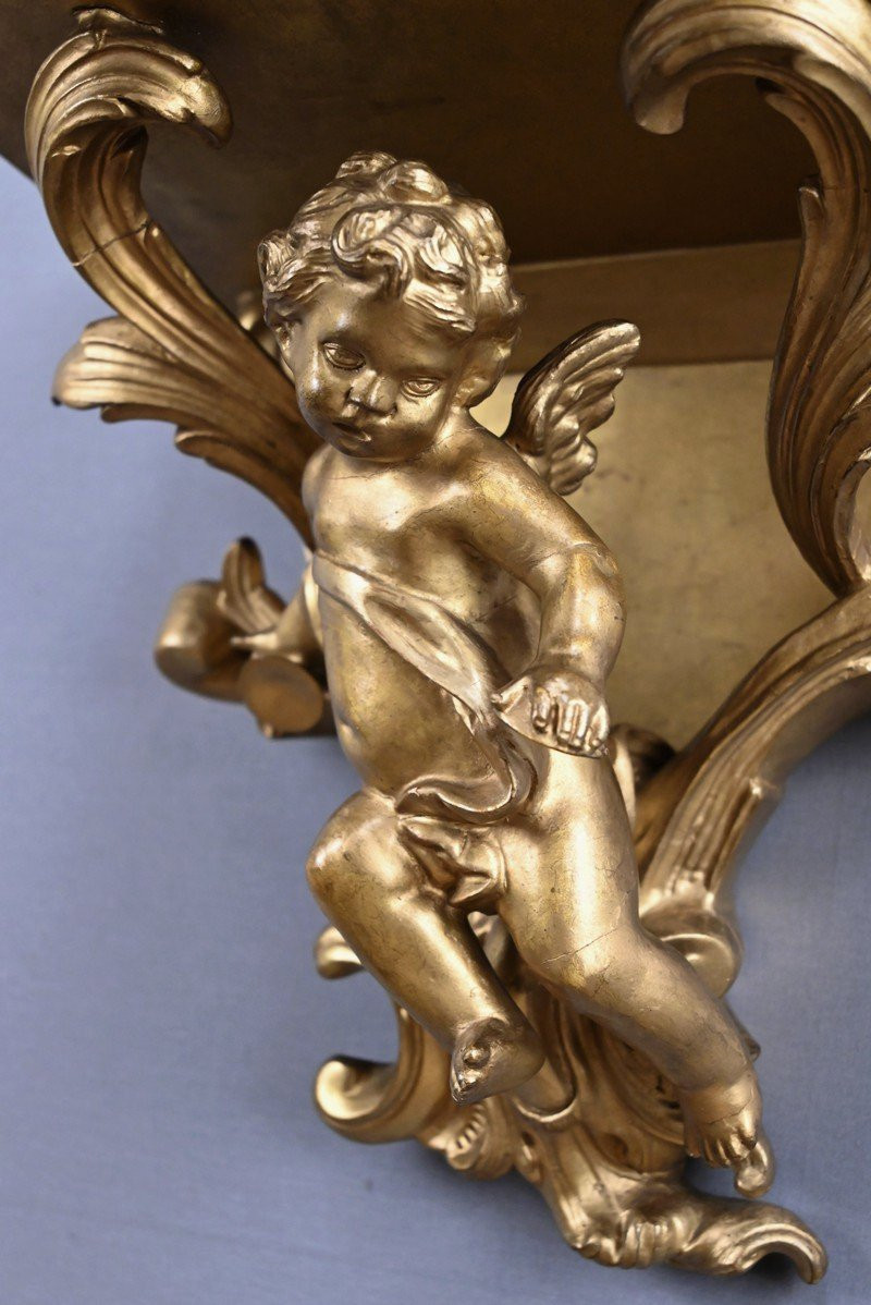 Pair Of Gilded Wood Brackets - Late 19th Century-photo-5