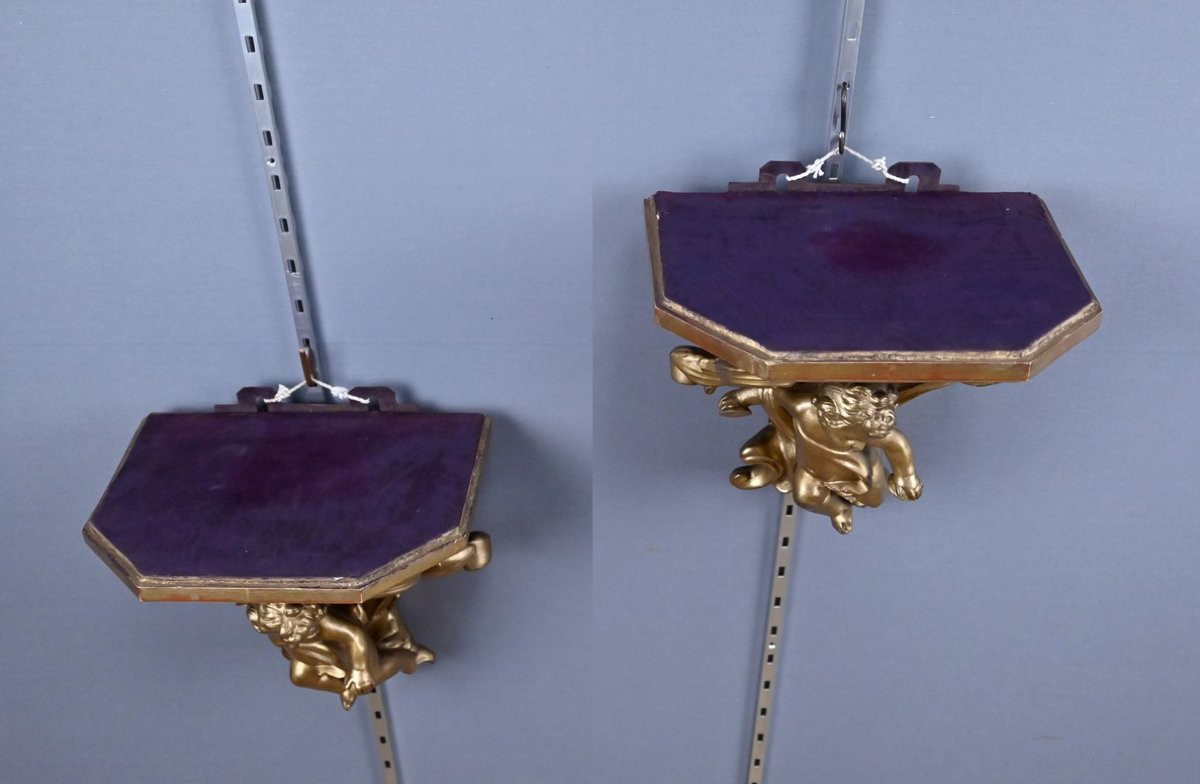 Pair Of Gilded Wood Brackets - Late 19th Century-photo-6