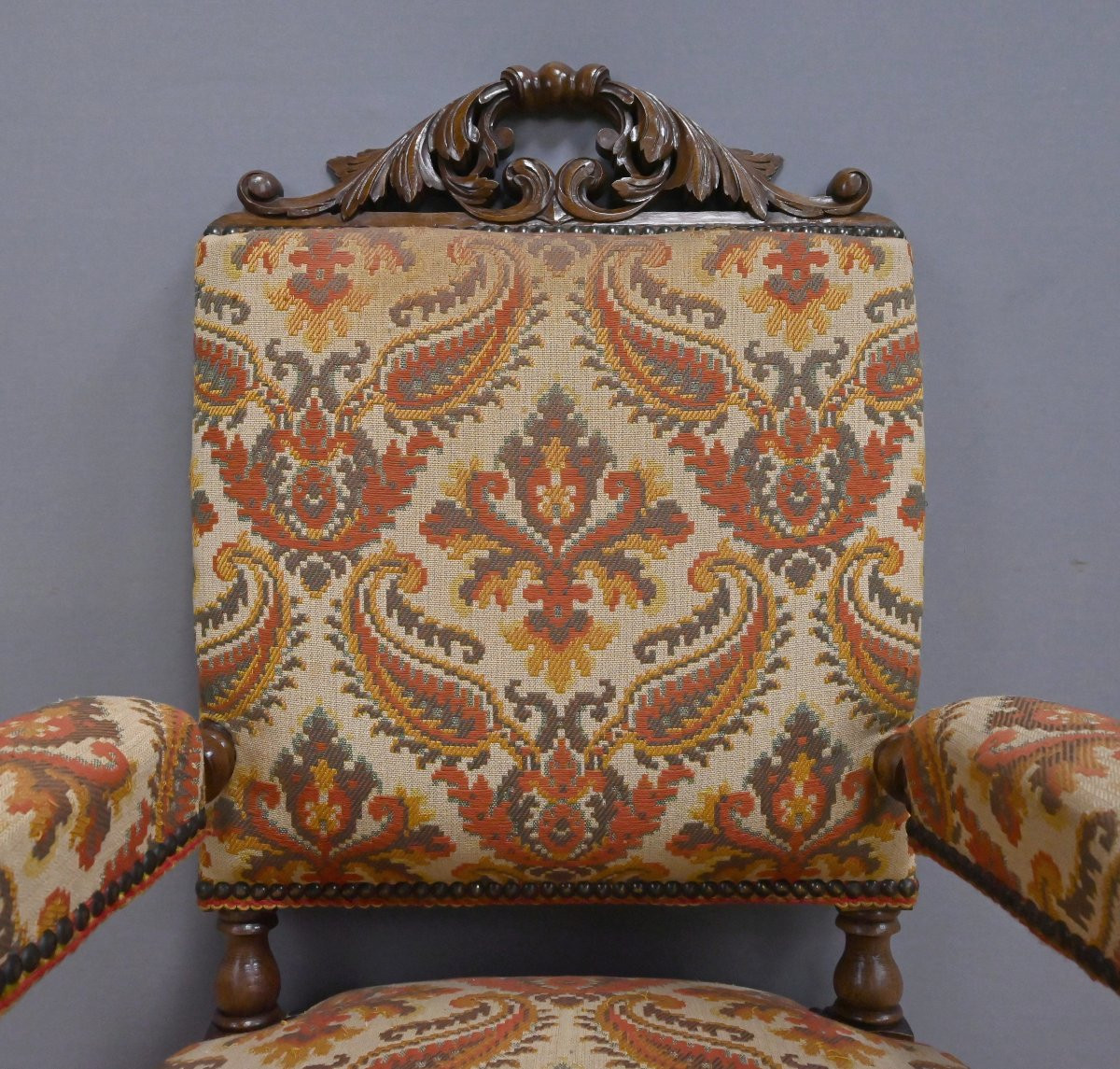 Oak Ceremonial Armchair, Louis XIII Style - Early 20th Century-photo-4