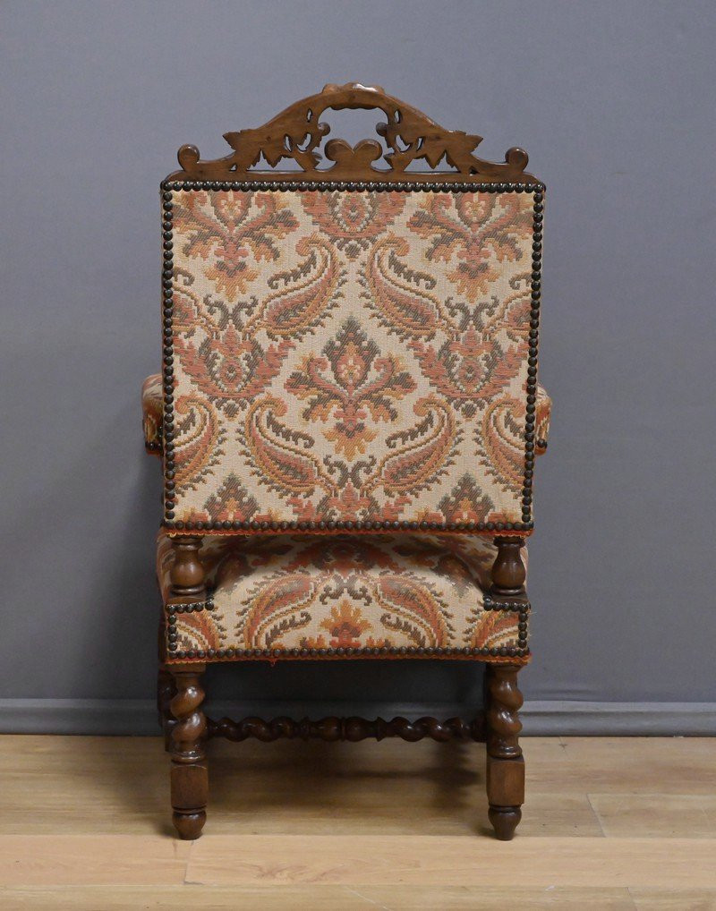 Oak Ceremonial Armchair, Louis XIII Style - Early 20th Century-photo-3