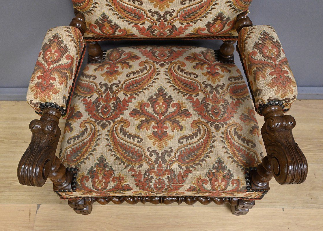 Oak Ceremonial Armchair, Louis XIII Style - Early 20th Century-photo-6