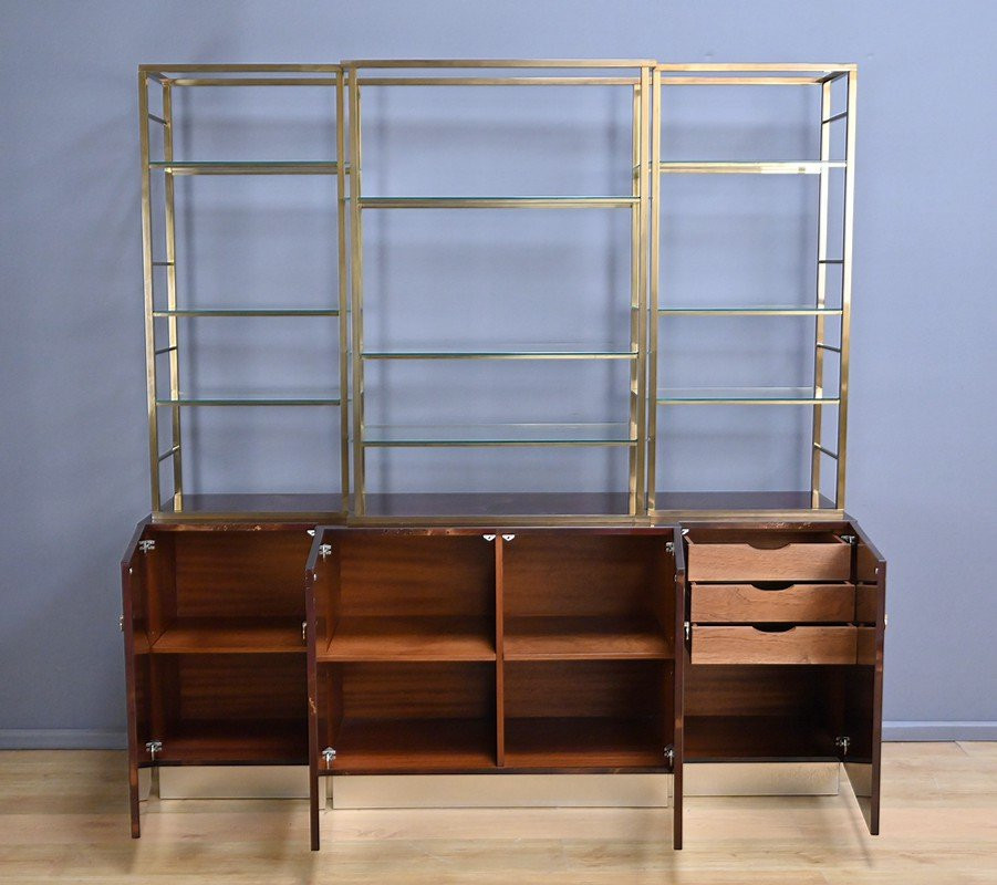 Rare Bibliothèque Laquée attribuée à Guy Lefèvre, Maison Jansen – 1970-photo-4