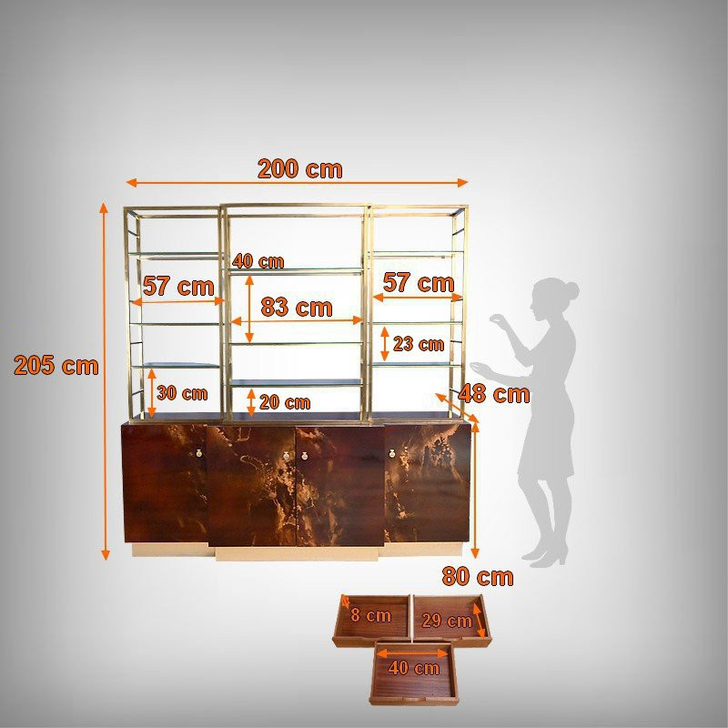 Rare Bibliothèque Laquée attribuée à Guy Lefèvre, Maison Jansen – 1970-photo-8