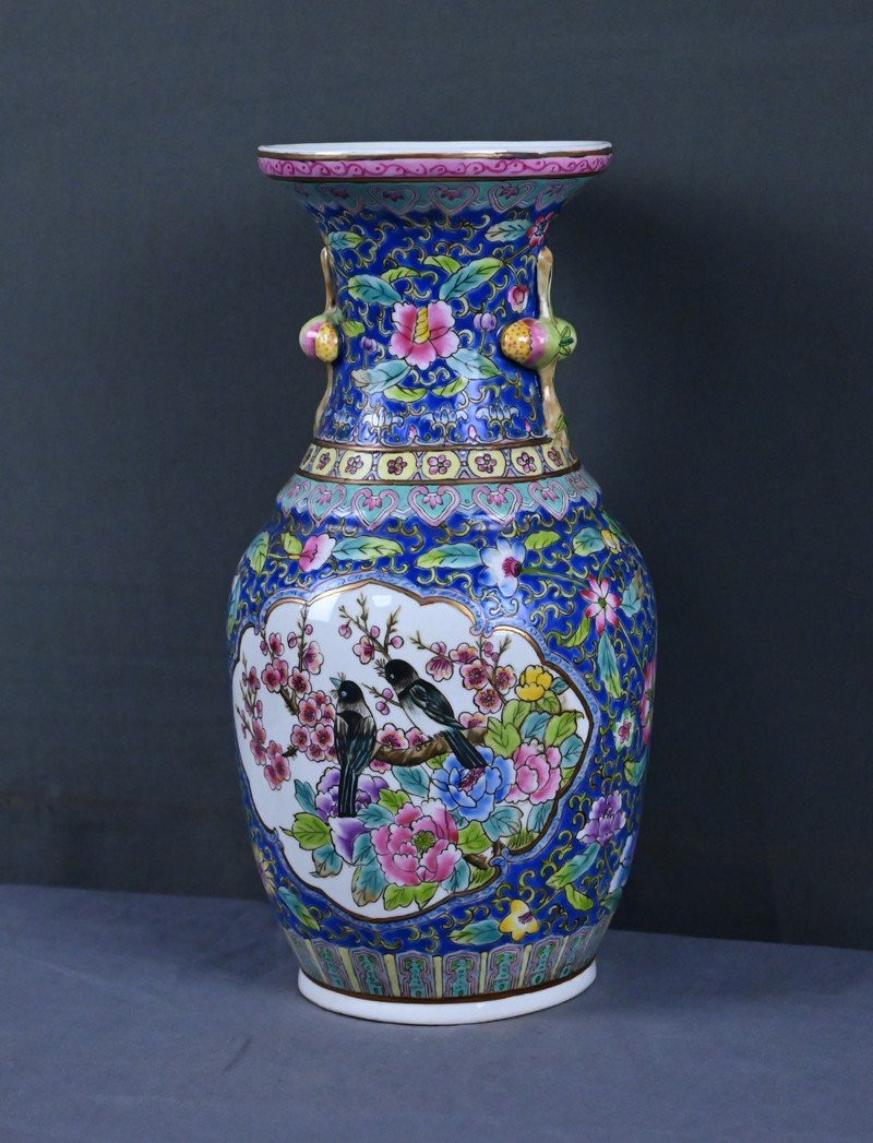 Vase en Porcelaine Polychrome, Dynastie Qing, Chine – Début XXe-photo-4