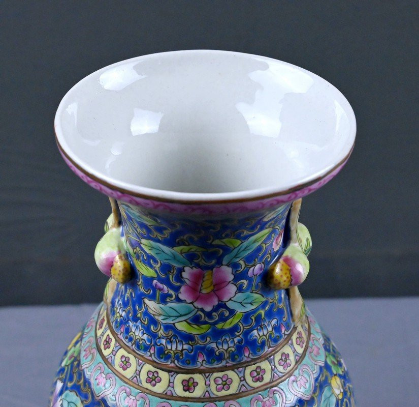 Vase en Porcelaine Polychrome, Dynastie Qing, Chine – Début XXe-photo-1
