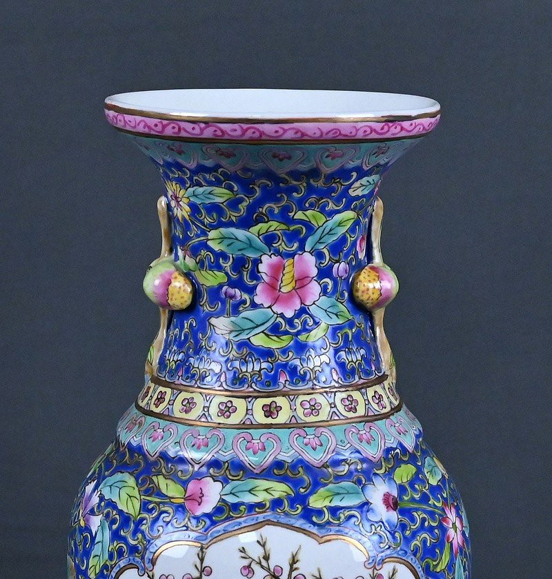 Vase en Porcelaine Polychrome, Dynastie Qing, Chine – Début XXe-photo-2