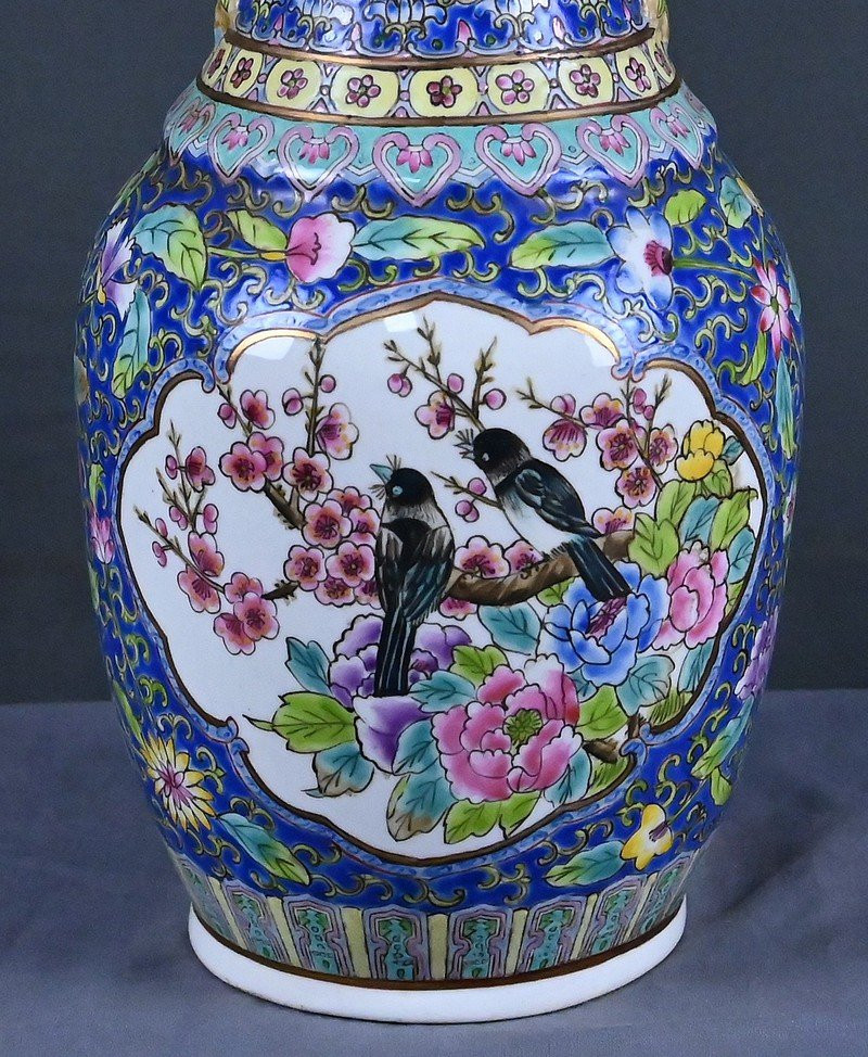 Vase en Porcelaine Polychrome, Dynastie Qing, Chine – Début XXe-photo-3