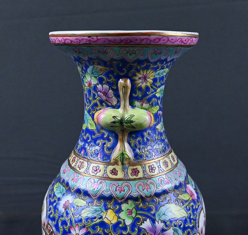 Vase en Porcelaine Polychrome, Dynastie Qing, Chine – Début XXe-photo-5
