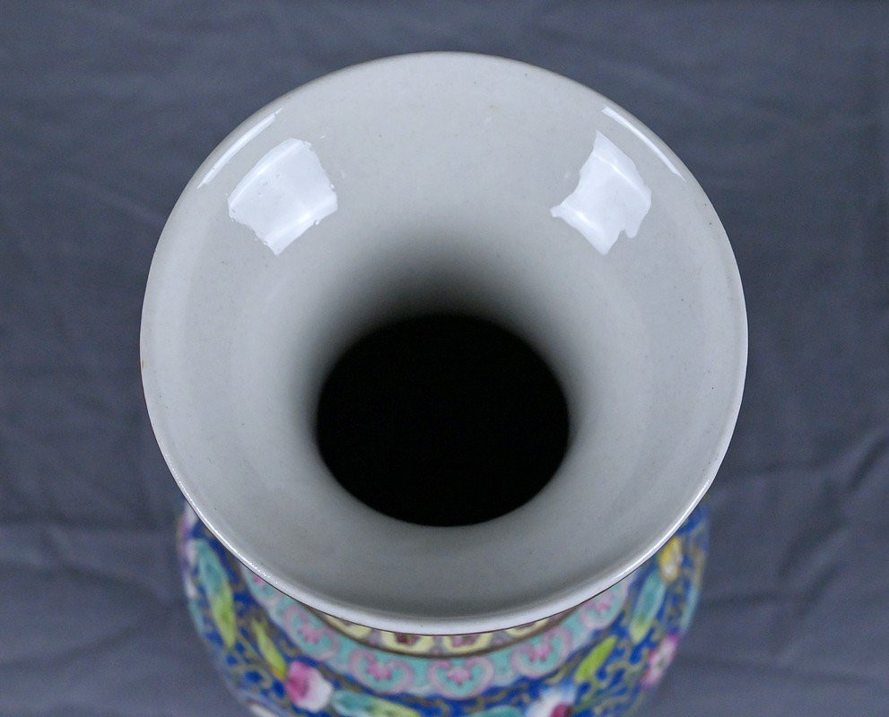 Vase en Porcelaine Polychrome, Dynastie Qing, Chine – Début XXe-photo-6