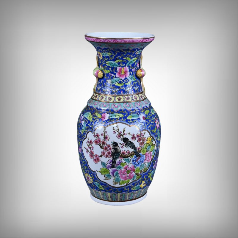 Vase en Porcelaine Polychrome, Dynastie Qing, Chine – Début XXe