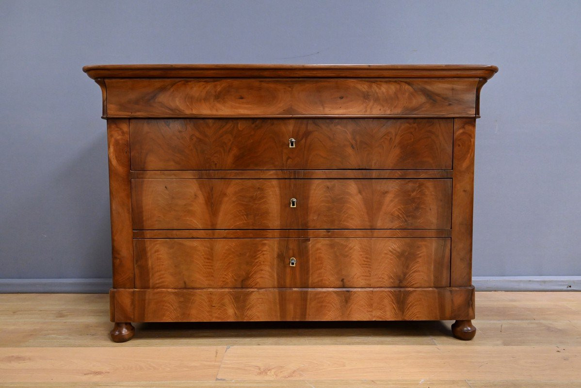 Commode en Ronce de Noyer, époque Restauration – 1ère Partie XIXe-photo-2