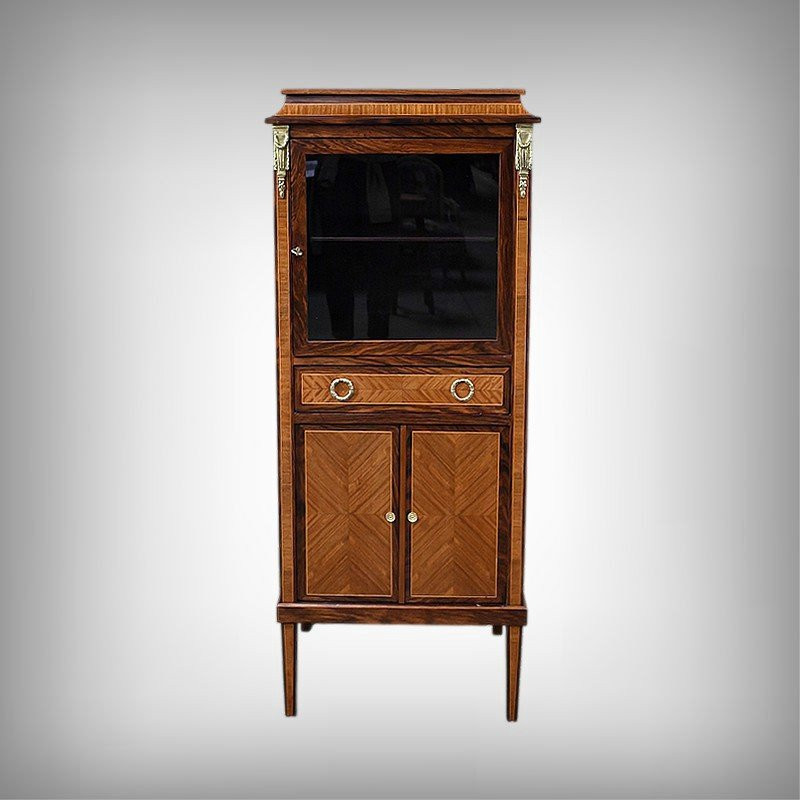 Rosewood And Rosewood Marquetry Display Case, Louis XVI Style - 1st Part 20th Century-photo-2