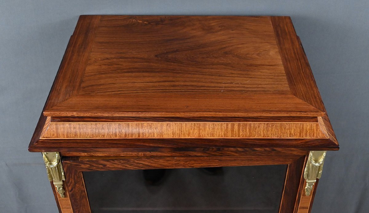 Rosewood And Rosewood Marquetry Display Case, Louis XVI Style - 1st Part 20th Century-photo-2