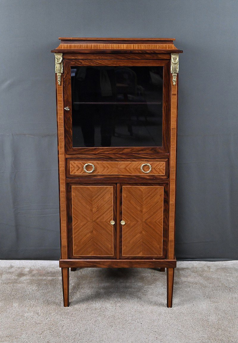 Rosewood And Rosewood Marquetry Display Case, Louis XVI Style - 1st Part 20th Century-photo-6