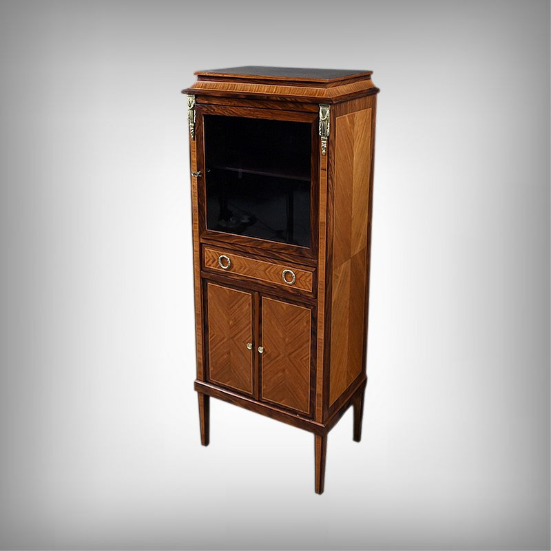 Rosewood And Rosewood Marquetry Display Case, Louis XVI Style - 1st Part 20th Century