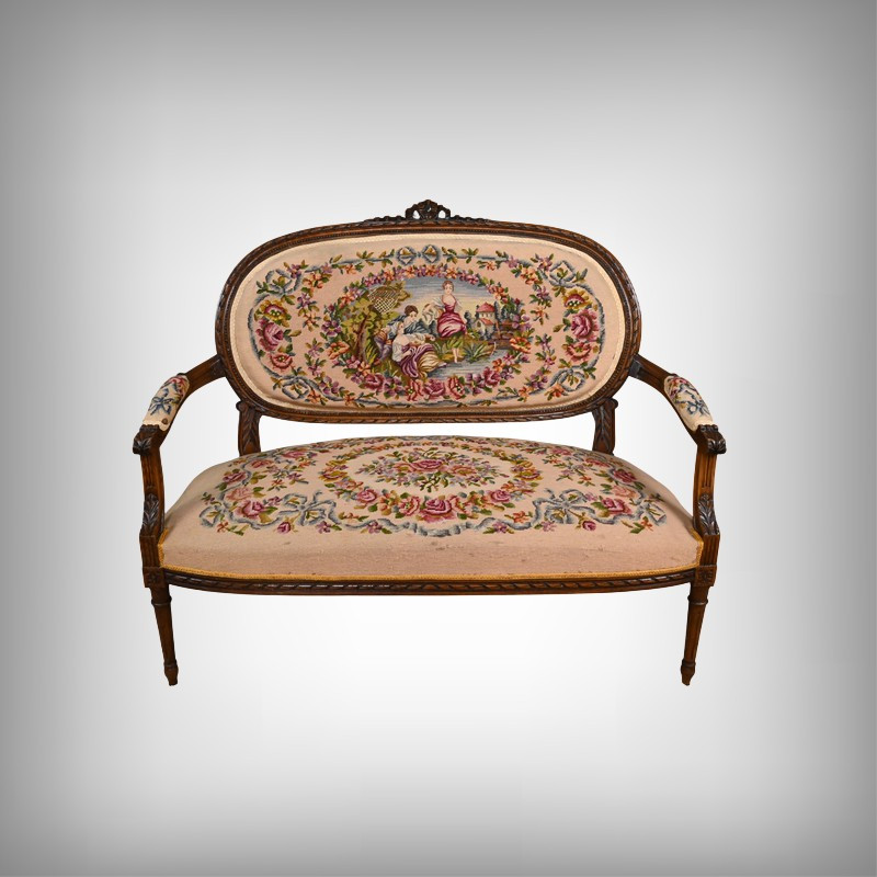 Stained Beech Sofa, Louis XVI Style -1920
