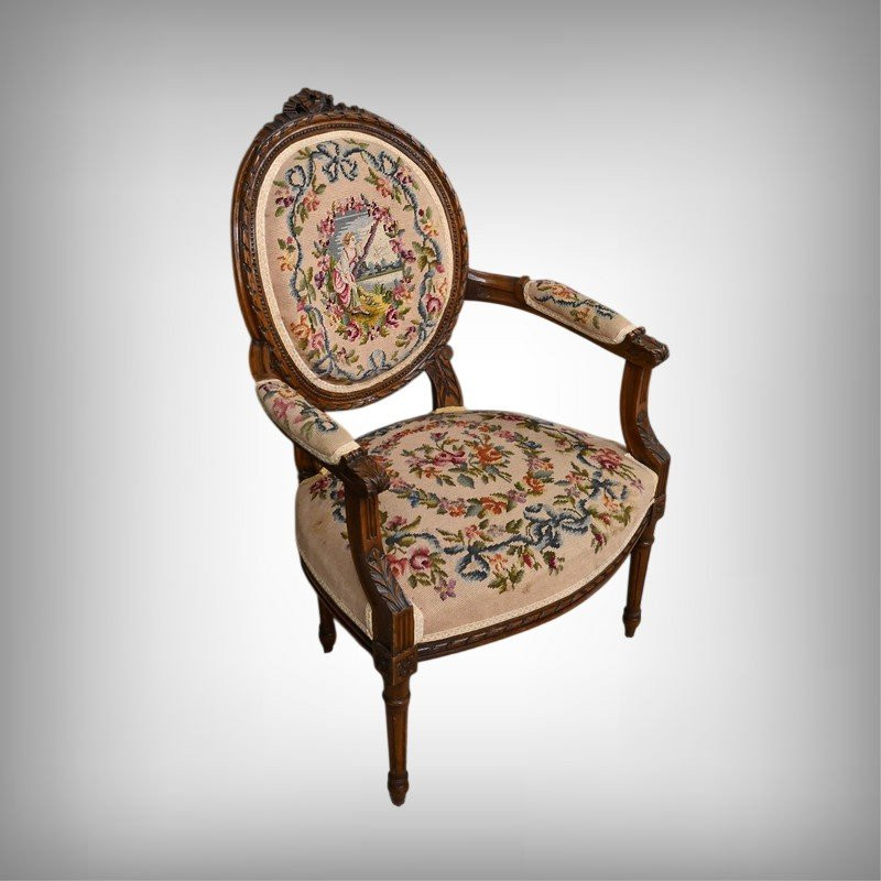 Pair Of Beech Armchairs, Louis XVI Style - Early 20th Century-photo-2