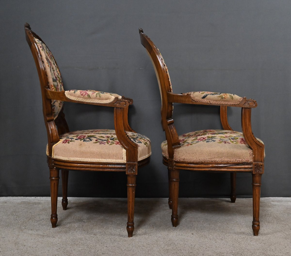 Pair Of Beech Armchairs, Louis XVI Style - Early 20th Century-photo-1