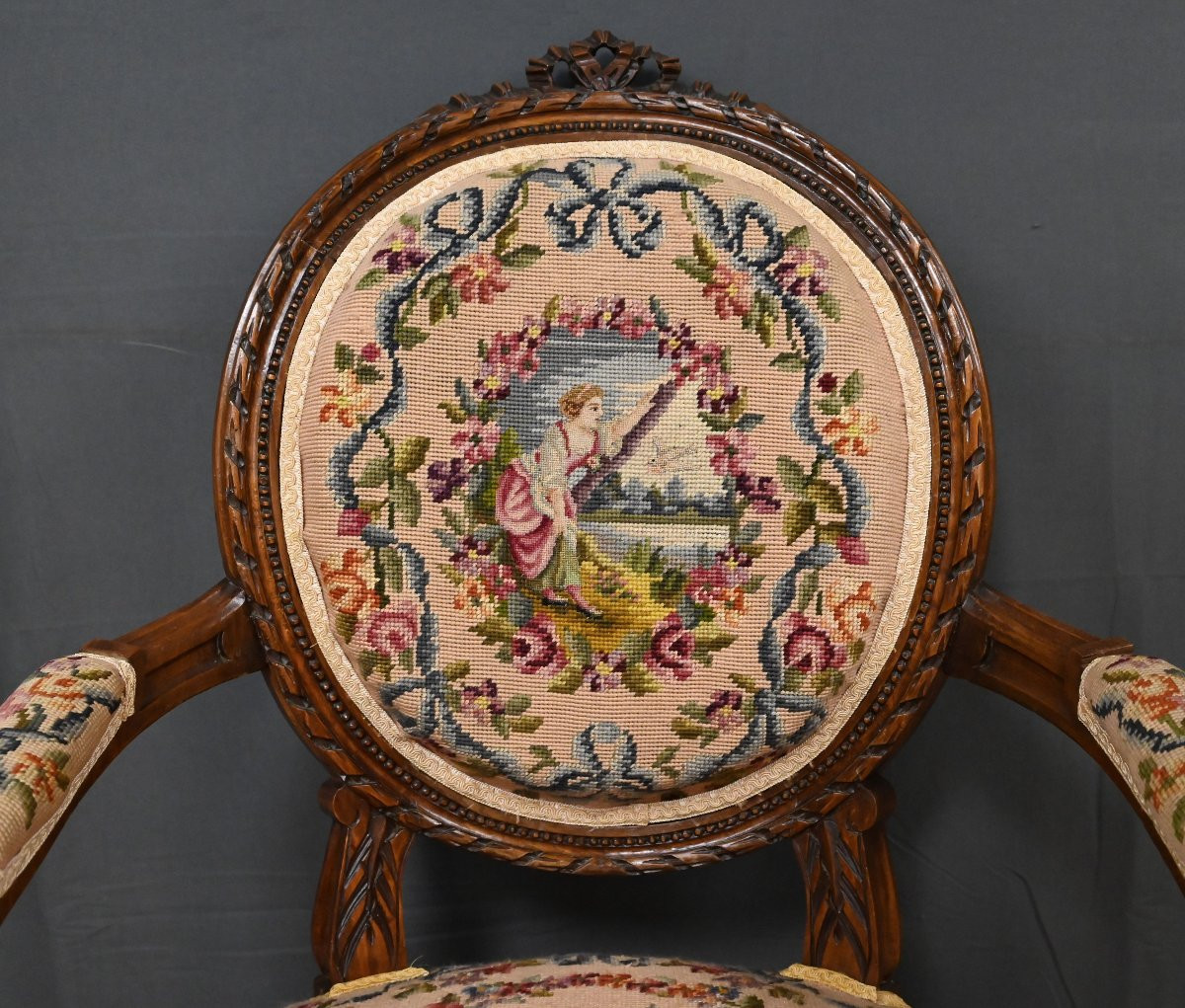 Pair Of Beech Armchairs, Louis XVI Style - Early 20th Century-photo-6