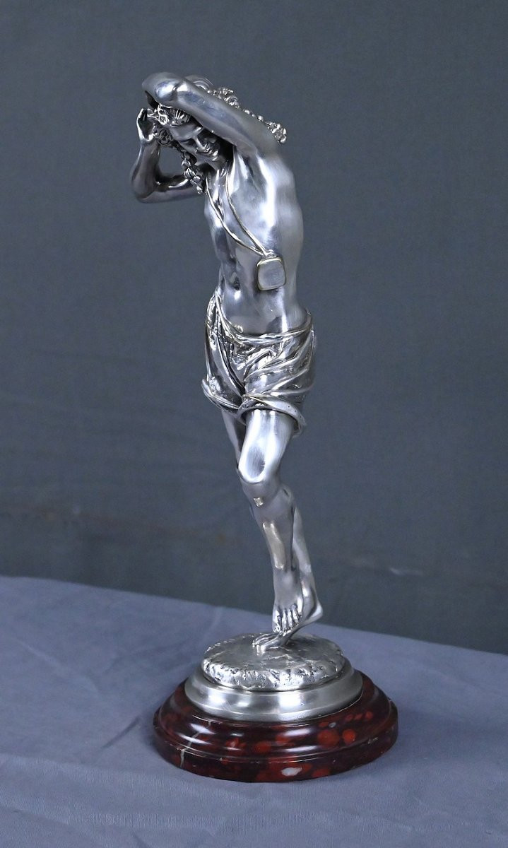 Bronze Argenté « Le Danseur Napolitain », signé A. CARRIER – 2ème partie XIXe-photo-4