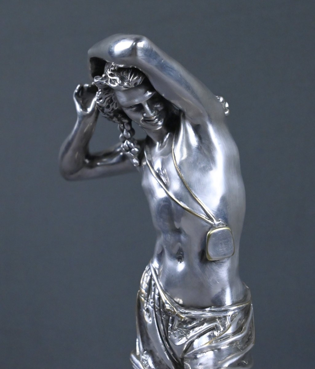 Bronze Argenté « Le Danseur Napolitain », signé A. CARRIER – 2ème partie XIXe-photo-3
