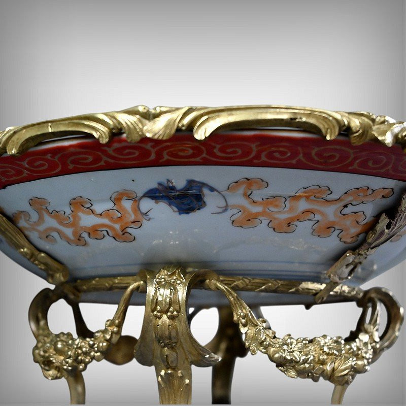 Large Imari Porcelain Bowl And Bronze Mount, Japan - Late 19th Century-photo-2