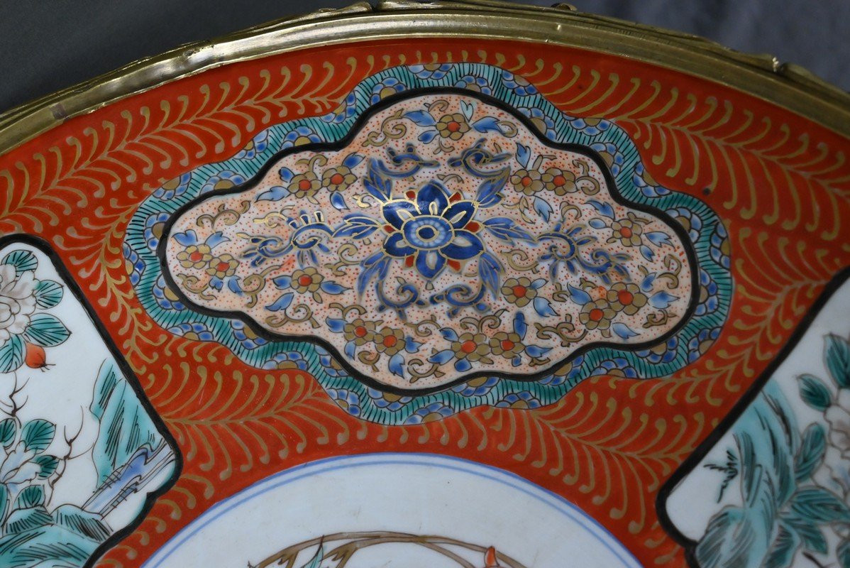 Large Imari Porcelain Bowl And Bronze Mount, Japan - Late 19th Century-photo-3