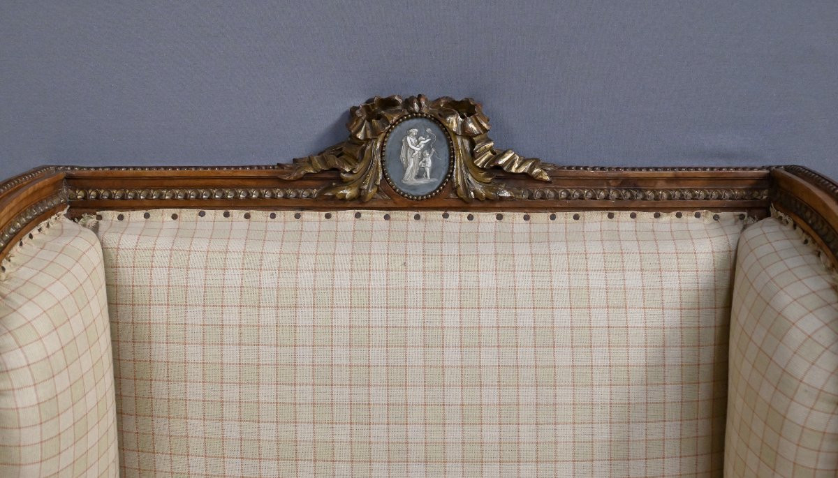 Fauteuil Bergère à Oreilles en Noyer, style Louis XVI – Fin XIXe-photo-1