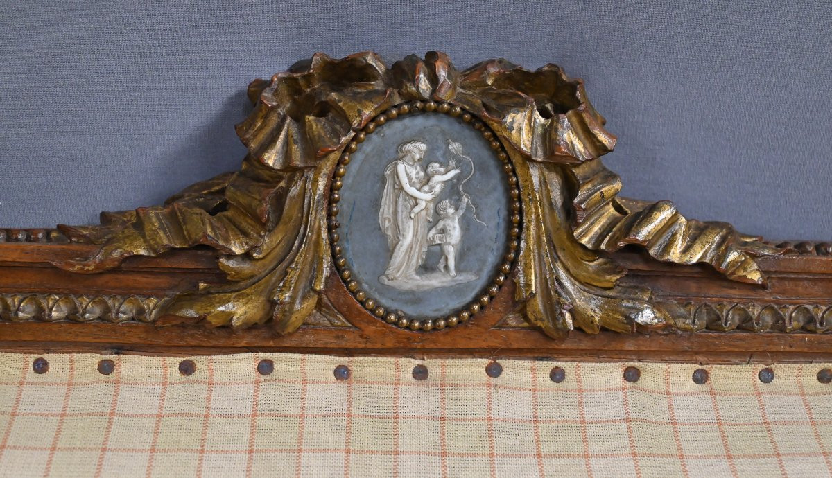 Fauteuil Bergère à Oreilles en Noyer, style Louis XVI – Fin XIXe-photo-2