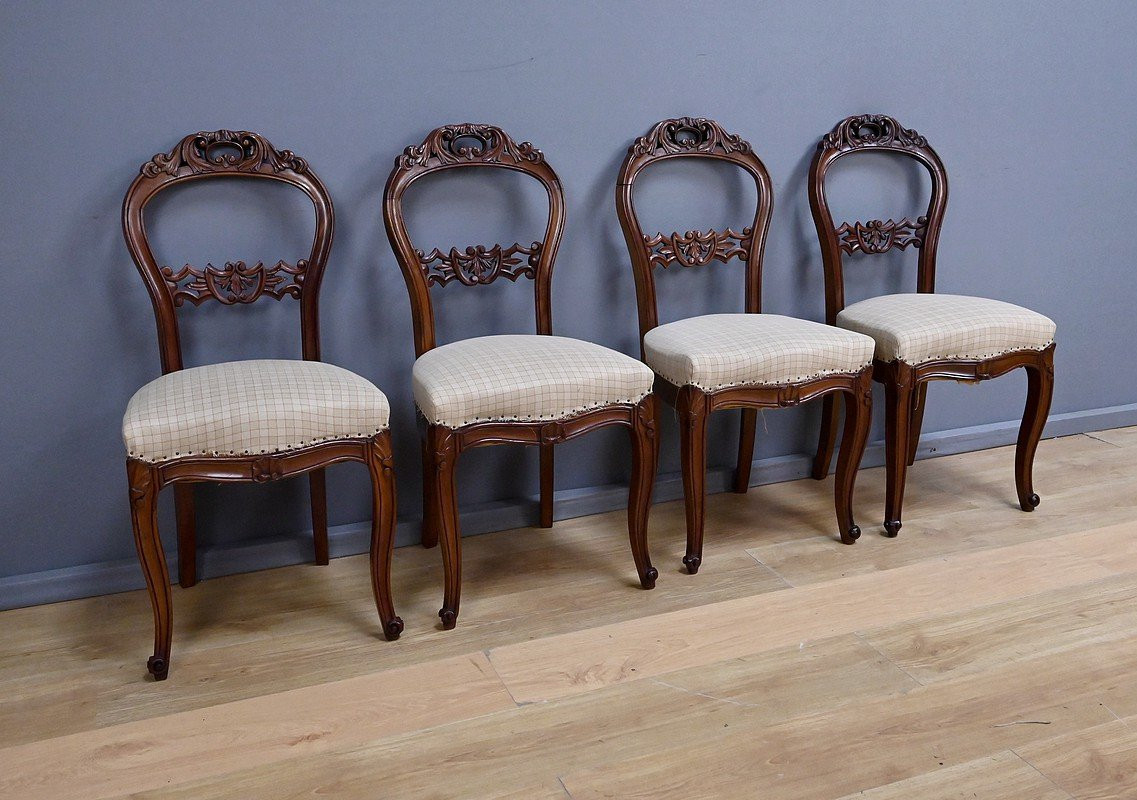 Suite de 4 Chaises en Acajou, époque Napoléon III- 2ème moitié XIXe-photo-3