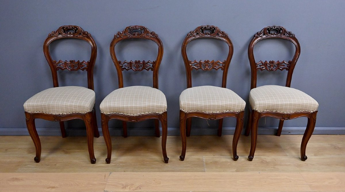 Suite de 4 Chaises en Acajou, époque Napoléon III- 2ème moitié XIXe-photo-4